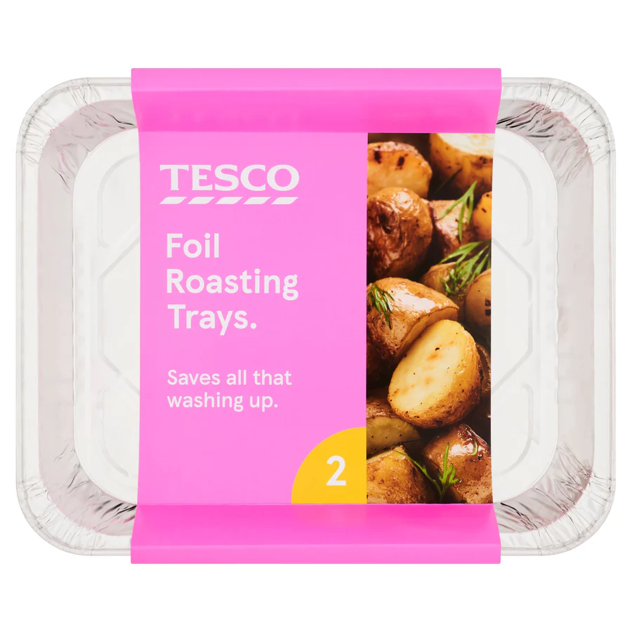 Tesco Foil Roasting Trays x2 326 mm x 260 mm